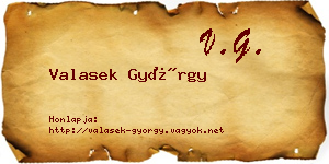Valasek György névjegykártya